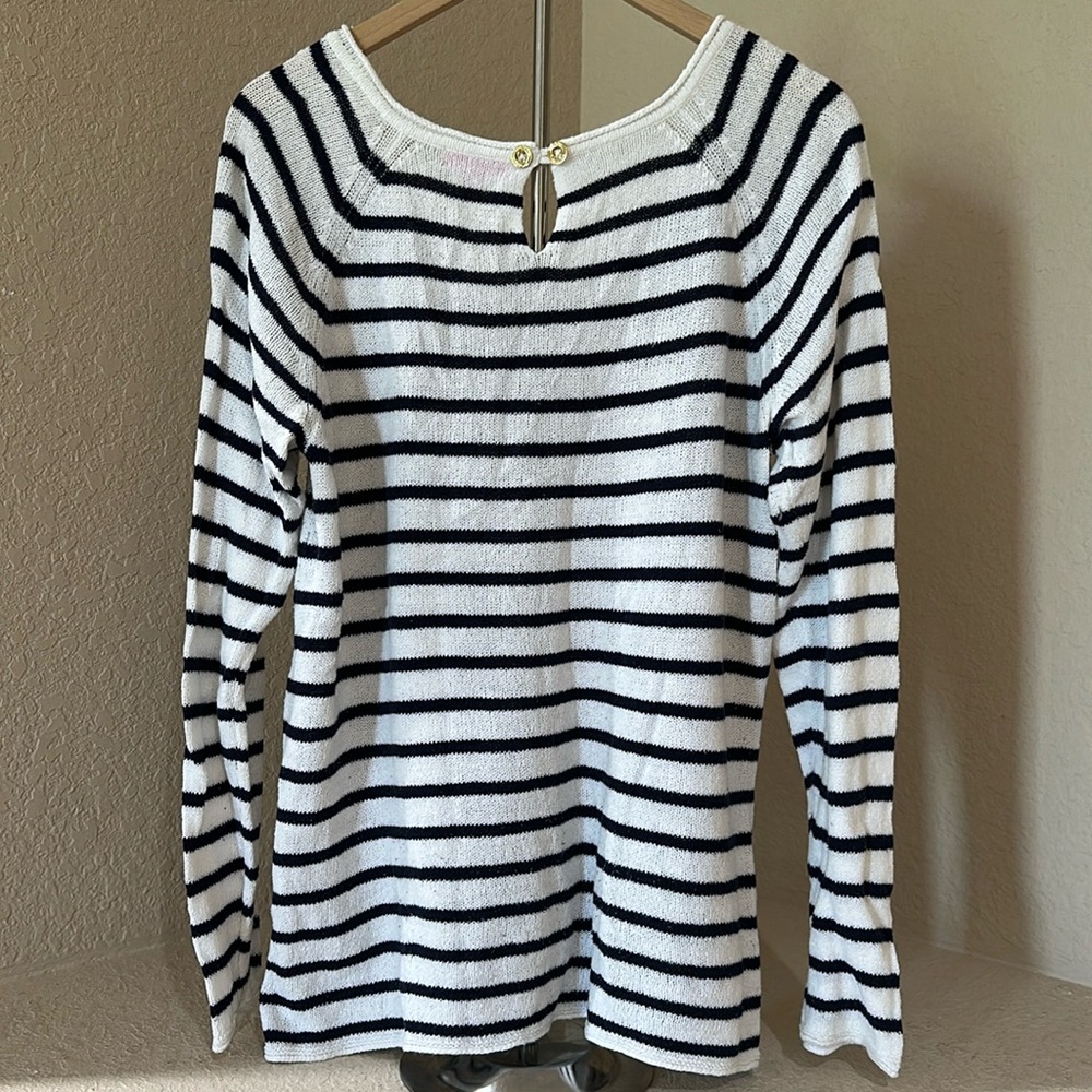 Lilly Pulitzer Petrina Sweater Coastal Shell Stripe - Picture 6 of 9